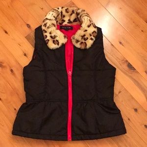 Energie Girls Puffer Vest W/ Faux Fur Collar Sz L